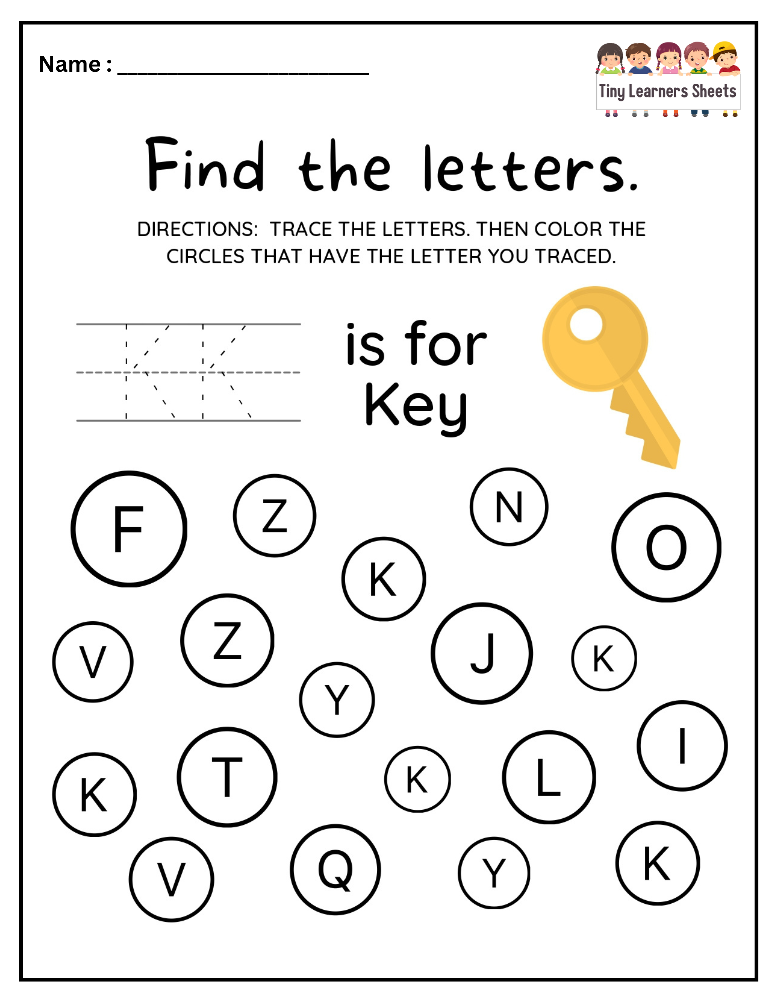 Find Letter K worksheet